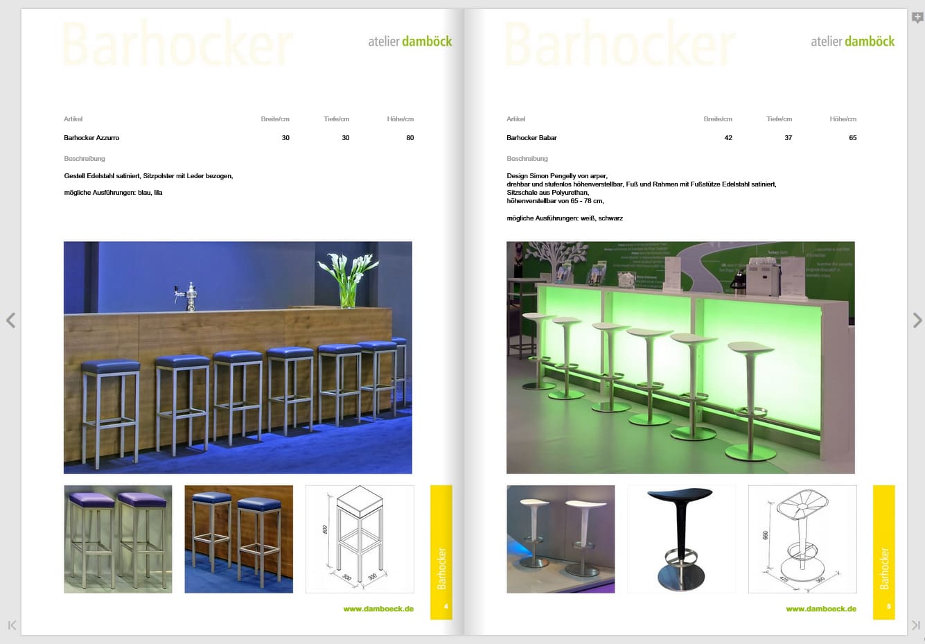 atelier damböck's trade fair furniture catalogue